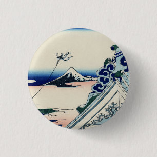 Japanische Vintage-Kunst Fuji vom Honganji-Tempel Button