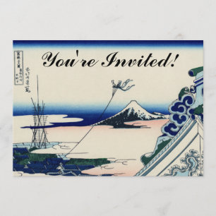 Japanische Vintage-Kunst Fuji vom Honganji-Tempel Einladung