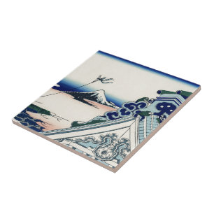 Japanische Vintage-Kunst Fuji vom Honganji-Tempel Fliese