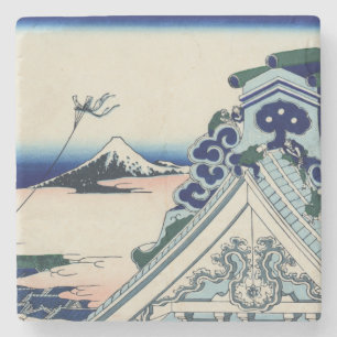 Japanische Vintage Kunst Fuji von Honganji Tempel Steinuntersetzer