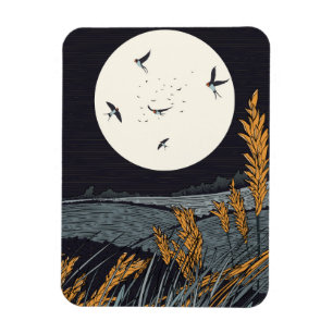 Japanische Vintage Landschaft nachts Magnet