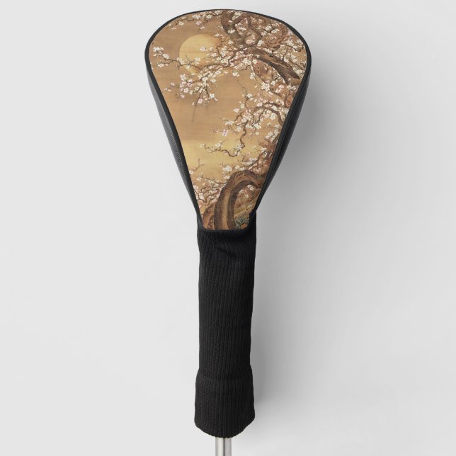 Japanische Vintage Pflaumenblüten im Mondlicht Golf Headcover (Vorderseite)