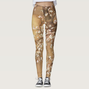 Japanische Vintage Pflaumenblüten im Mondlicht Leggings