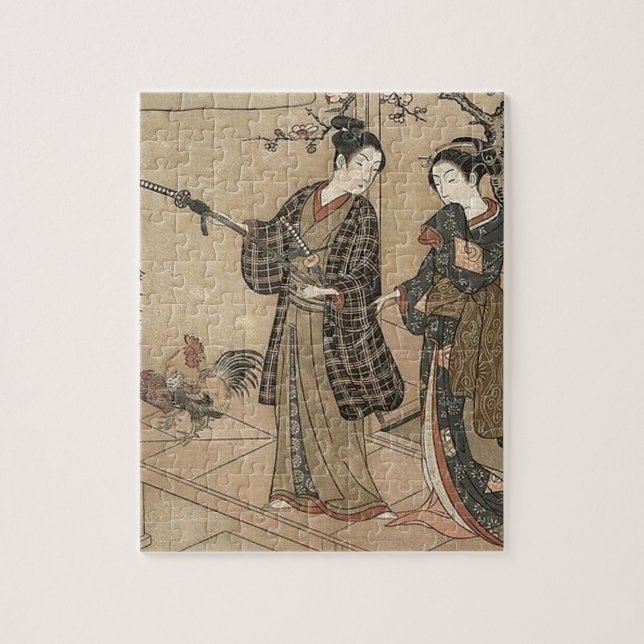 Japanische Vintage Schönheitgeisha-Dame Woman Puzzle (Vertikal)