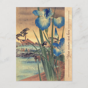 Japanische Vintage-Ukiyo-e-Blauiris- und Vogelszen Postkarte