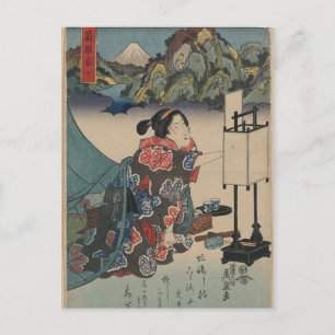 Japanische Vintage-Ukiyo-e-Dame Bergszene Postkarte