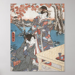 Japanische Vintage Ukiyo-e geisha Poster
