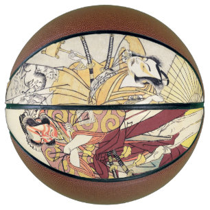 Japanische Vintage-Ukiyo-e-Samurai-Porträtkunst Basketball