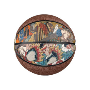Japanische Vintage-Ukiyo-e-Samurai-Porträtkunst Mini Basketball