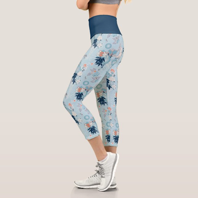 Japanische Vogel-Muster Capri Leggings (Links)