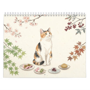 Japanische Wagashi-Katzen – 12 Monate Japan-Wandka Kalender