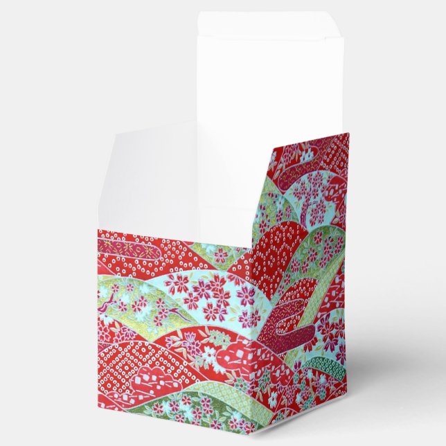 Japanische Waschkunst Red Floral Origami Box Geschenkschachtel (Geöffnet)
