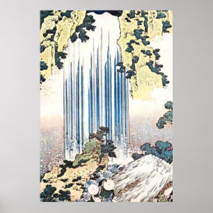Japanische Wasserfall-Illustration Poster