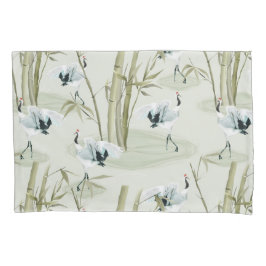 Japanische Wasserfarbe Asiatische Kunst Bambus Vog Kissenbezug