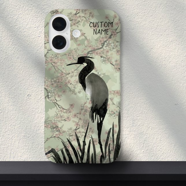 Japanische Wasserfarbe Kirsche Blossom Crane Bird Case-Mate iPhone Hülle (Von Creator hochgeladen)
