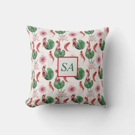 Japanische Wasserfarbe Koi Fisch Lotus Kissen