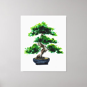 Japanische Wasserfarben-Bonsai Leinwanddruck