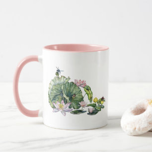 Japanische Wasserlilien und Lotus-Blume Tasse