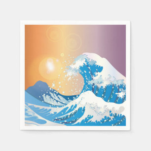 Japanische Wave Art Sonnenuntergang Serviette