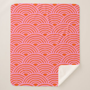 Japanische Wave Seigaiha Muster Preppy Orange Pink Sherpadecke