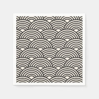 japanische Wave Seigaiha Schwarz und Creme Weiß