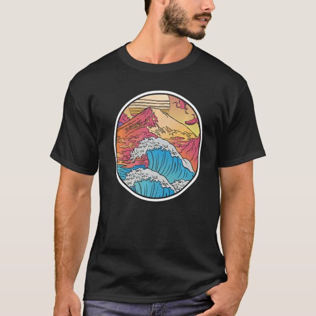 Japanische Waves Kanagawa Wave Mount Fuji Japan Va T-Shirt (Vorderseite)