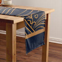 Japanische Waves Muster Navy Blue und Gold Brown