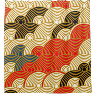 Japanische Waves: Rotes Gold. Duschvorhang