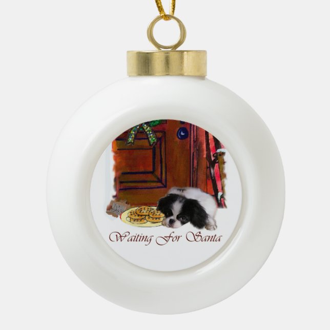 Japanische Weihnachtsgeschenke Keramik Kugel-Ornament (Vorderseite)