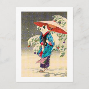 Japanische Weihnachtskatzenjause Feiertagspostkarte