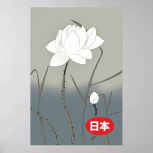 Japanische Weiße Rose Poster