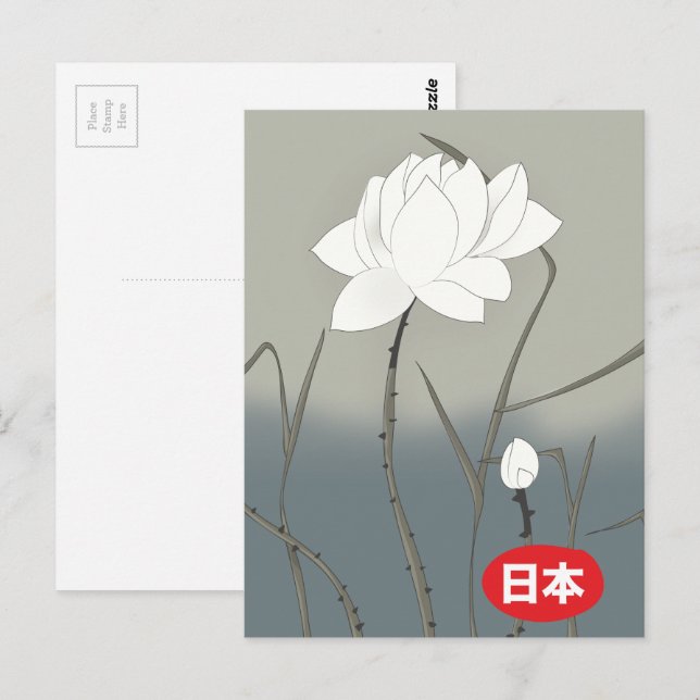 Japanische Weiße Rose Postkarte (Vorne/Hinten)