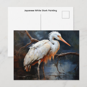 Japanische Weißstorch-Malerei  Postkarte