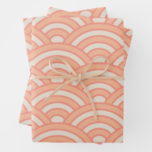 Japanische Wellen Seigaiha-Muster Peach Fuzz  Geschenkpapier Set