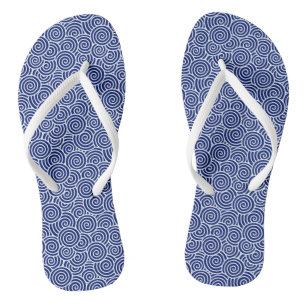 Japanische wirbellose Muster - marineblau und weiß Flip Flops