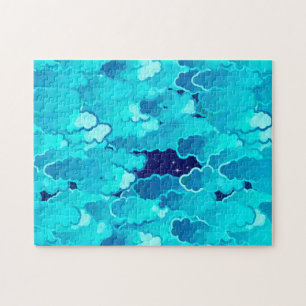 Japanische Wolken, Abend Sky, Türkis und Indio Puzzle