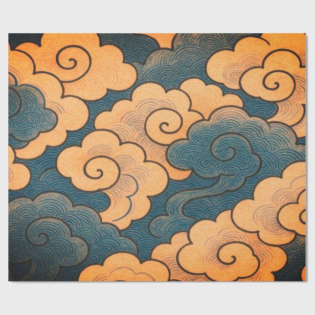 JAPANISCHE WOLKEN GESCHENKVERPACKUNG  GESCHENKPAPIER (Flach)