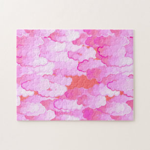 Japanische Wolken, Morgenröte, Orchid Pink und Cor Puzzle