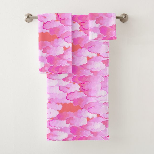 Japanische Wolken, Morgenröte, Orchideenrosa und K Badhandtuch Set (Insitu)