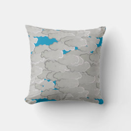 Japanische Wolken, Sommertag, Weißer und Himmelbla Kissen