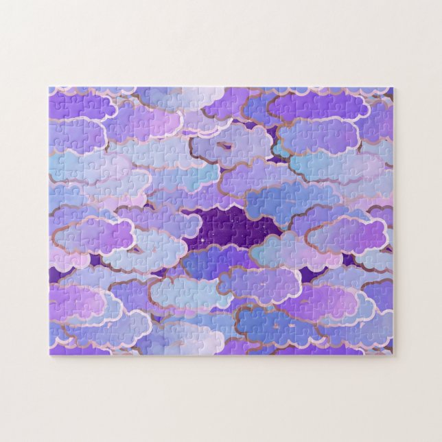 Japanische Wolken, Twilight, Violet und Tief Lila Puzzle (Horizontal)