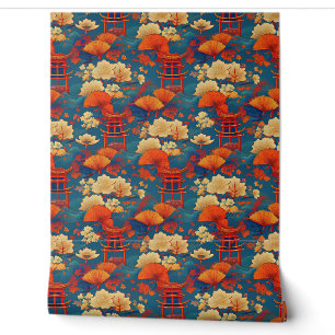 Japanische Wolken und Blume Tapete
