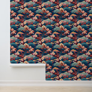 Japanische Wolken und Blume Tapete