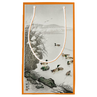 JAPANISCHE WOODBLOCK DRUCK-SCHWIMMEN DUCKT KLEINE GESCHENKTÜTE