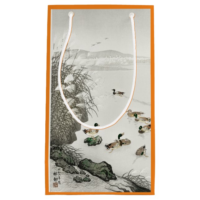 JAPANISCHE WOODBLOCK DRUCK-SCHWIMMEN DUCKT KLEINE GESCHENKTÜTE (Vorderseite)