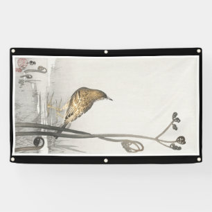 JAPANISCHE WOODBLOCK DRUCK-VOGEL Fahne Banner