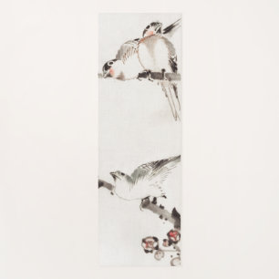 JAPANISCHE WOODBLOCK DRUCKBIRTE AUF BRANCH YOGA Ma Yogamatte