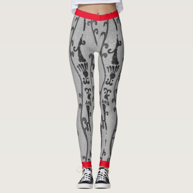 JAPANISCHE WOODBLOCK PATTERN DRUCKTE LEGGINGS (Vorderseite)
