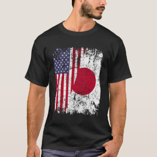Japanische Wurzeln Halbe amerikanische Flagge Japa T-Shirt