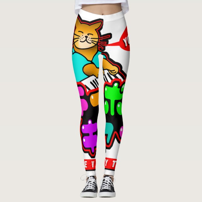 Japanische YOROSHIKU Leggings der Tastatur-Katze (Vorderseite)